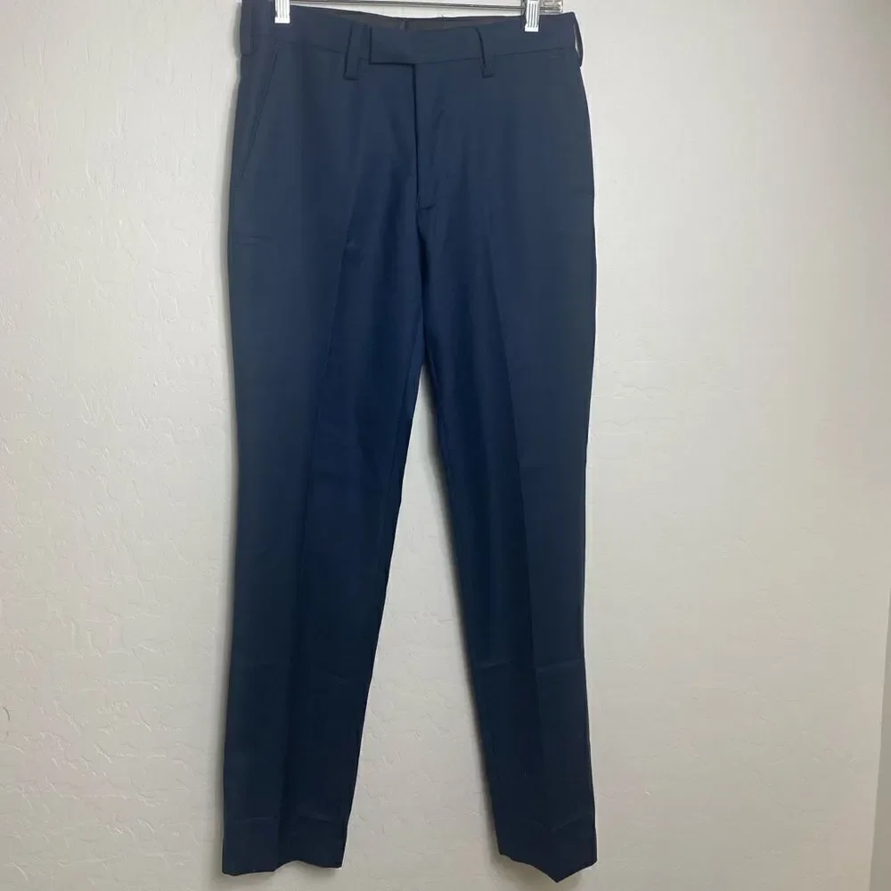 Louis Raphael Luxe 29 Ins 32 slim fit wool blend navy lightweight
